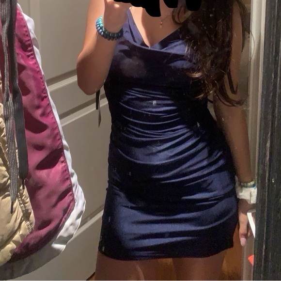 Navy Blue Cowl Neck Dress *check description - Picture 4 of 5